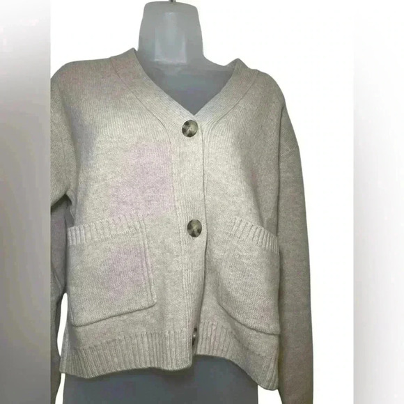 Thakoon Oatmeal New NWT Cropped Wool Cardigan Size L - Picture 5 of 6